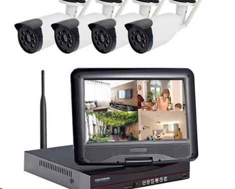 4Ch 10'' LCD Security Monitoring Wireless System Surveillance Waterproof Digital Camera Cctv Kit